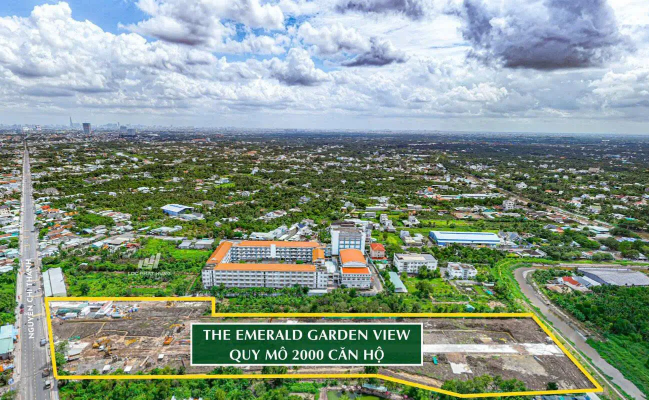Toàn cảnh khu đất dự án The Emerald Garden View tại Thuận An, Bình Dương với quy mô 2000 căn hộ, vị trí đắc địa trên trục đường Nguyễn Chí Thanh.